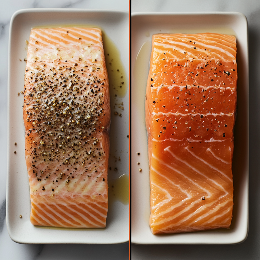 scalboost12 A split screen comparison of two salmon fillets 1f84ee33 4abd 431a 9afd 5a62cac671d9 3 Grilled Salmon with Asparagus